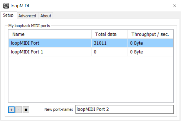 loopMIDI with two devices configured